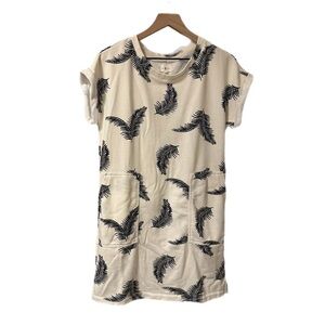 Lou & Grey Womens White/Black Palm Leaf Print Dress Size XS Coastal Beach Cover